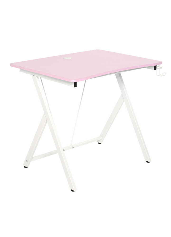 BIURKO GAMINGOWE ZIKKO 80X60X73CM MDF RÓŻOWY, STELAŻ METALOWY