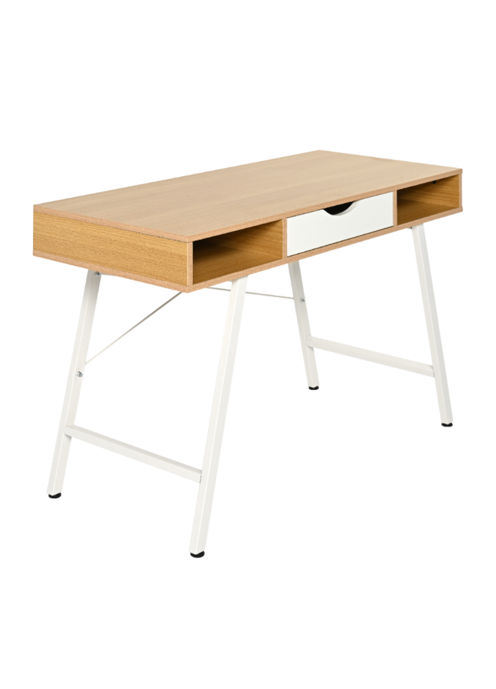 BIURKO LOMMA 110X48X75CM MDF DĄB, STELAŻ METALOWY BIAŁY