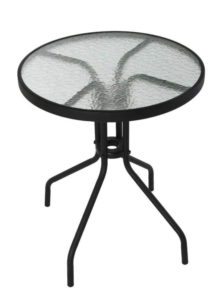 Stolik ogrodowy balkonowy szklany śr. 60 cm czarny