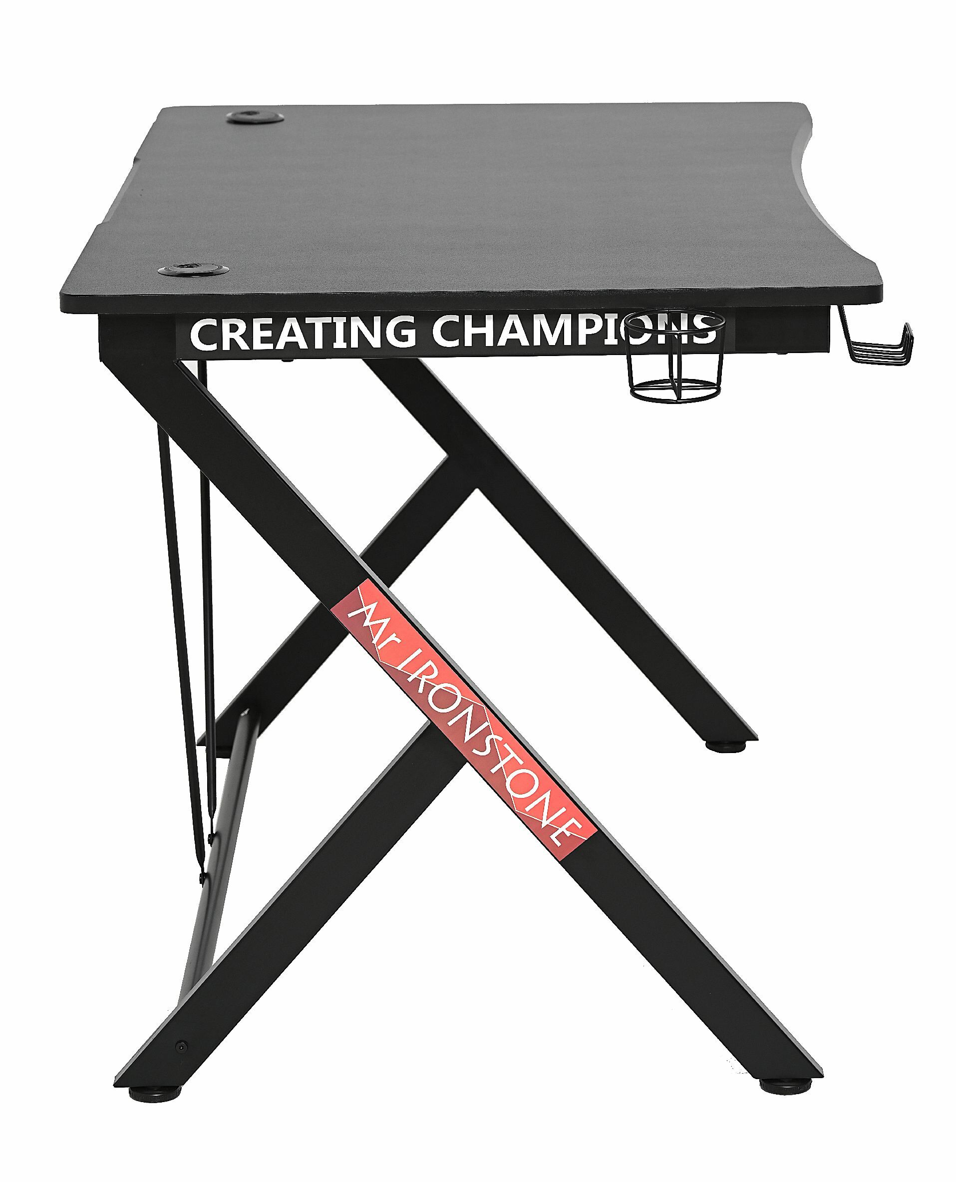 BIURKO GAMINGOWE 115X74X76CM MDF, STELAŻ METALOWY CZARNY