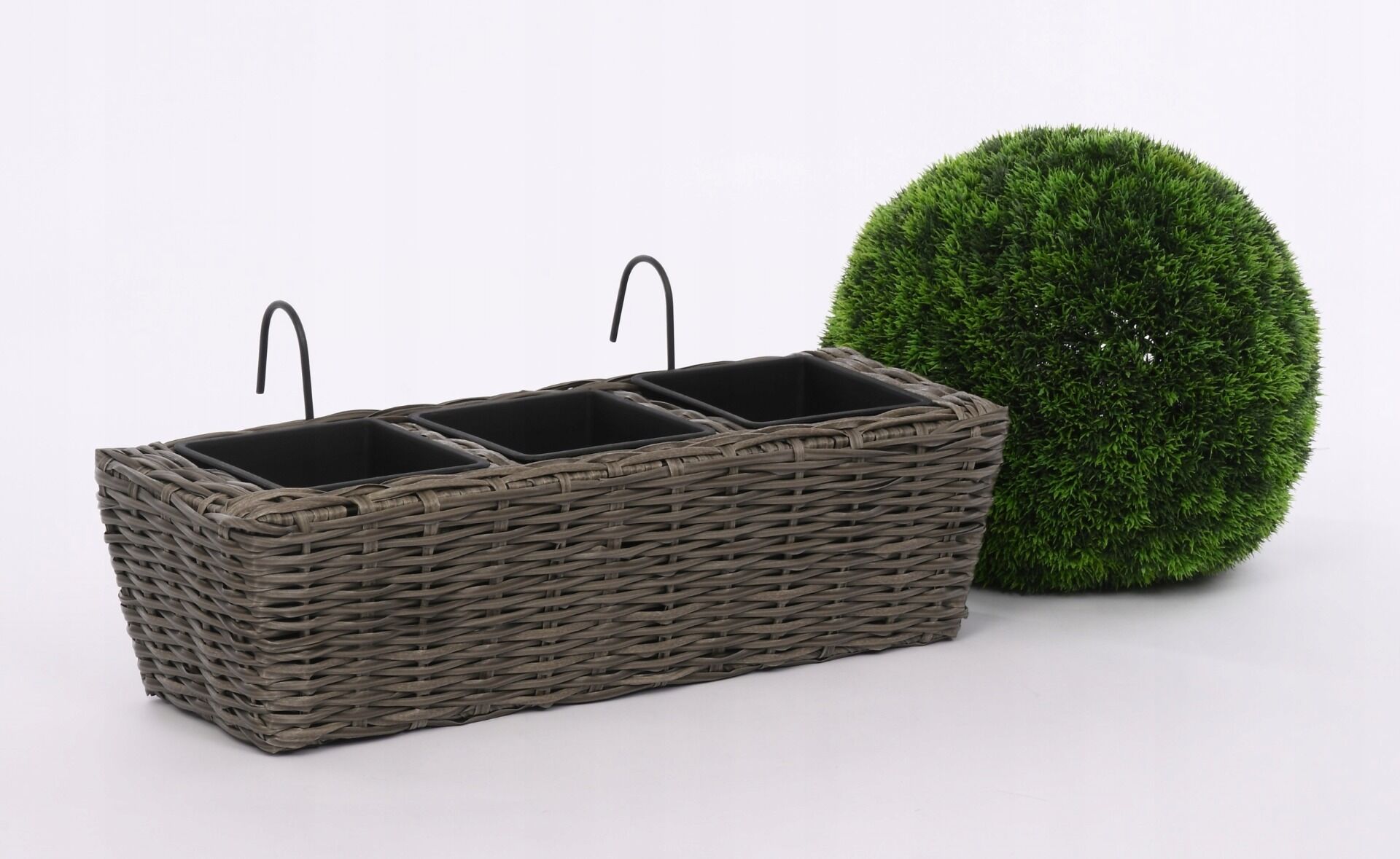 Skrzynia doniczka ogrodowa rattan szary 3 wkłady balkon