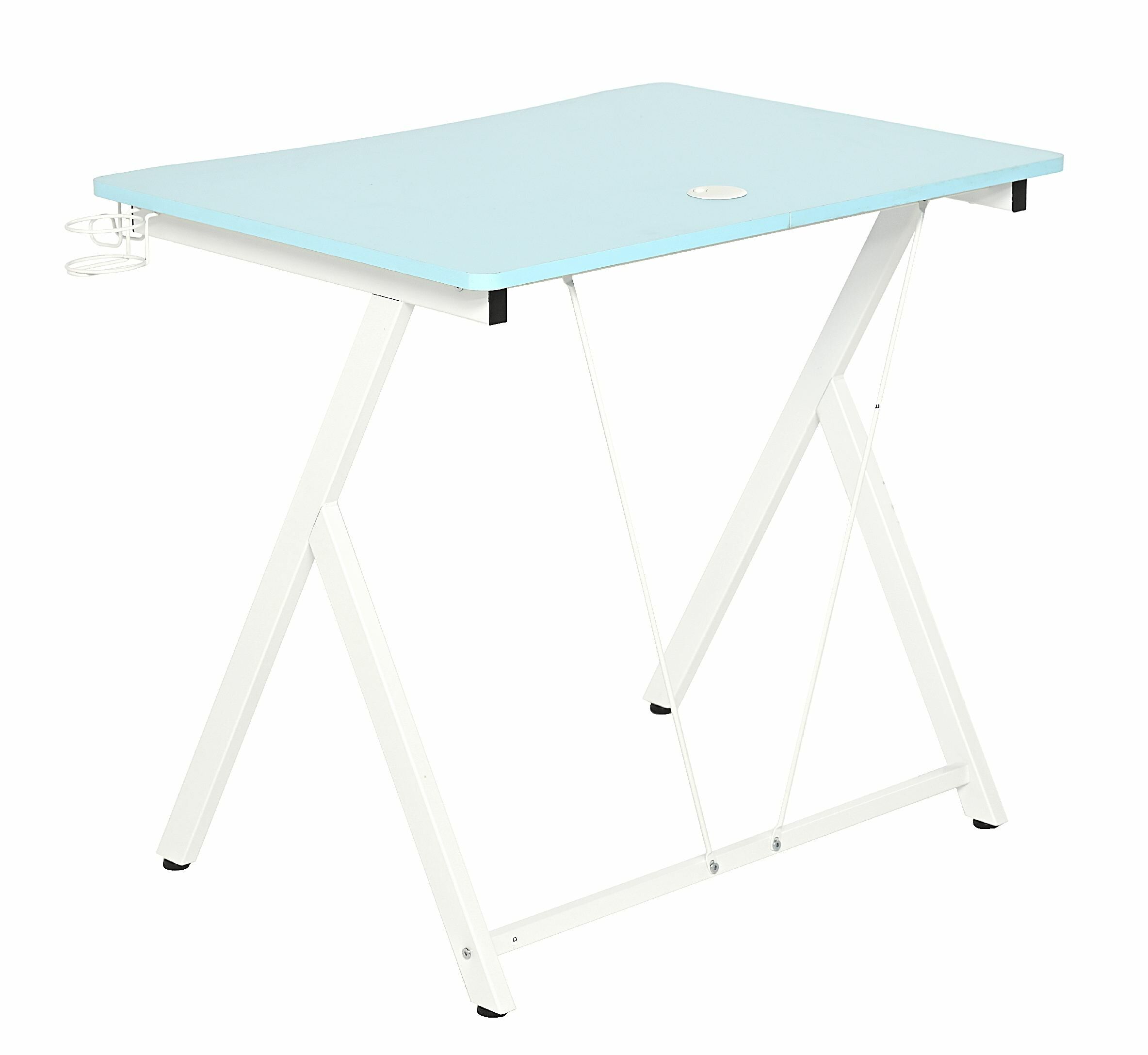 BIURKO GAMINGOWE ZIKKO 80X60X73CM MDF NIEBIESKI, STELAŻ METALOWY
