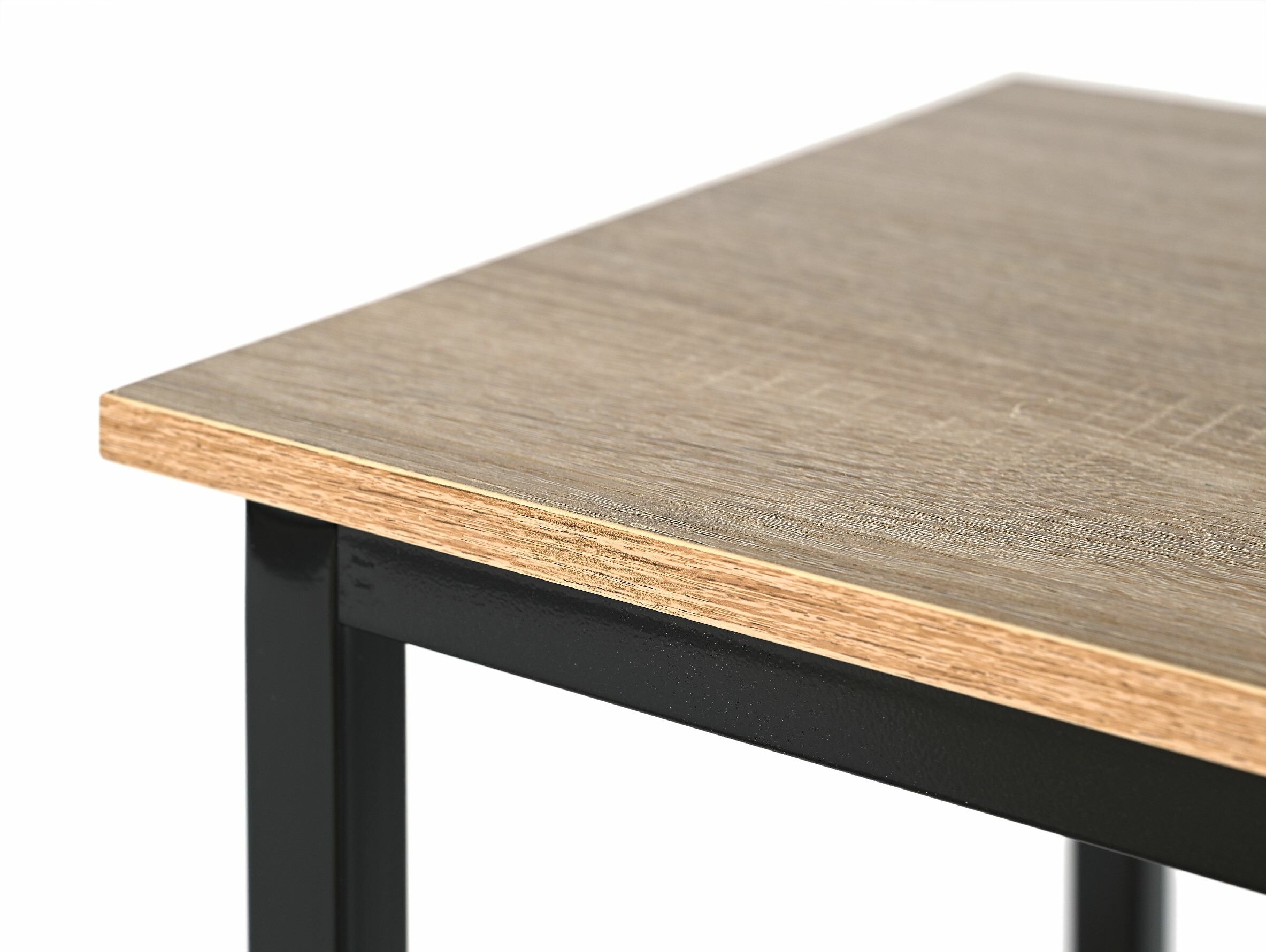 Regał industrialny loft biurowy drewniany konsola stolik 2 półki 81 cm czarny dąb