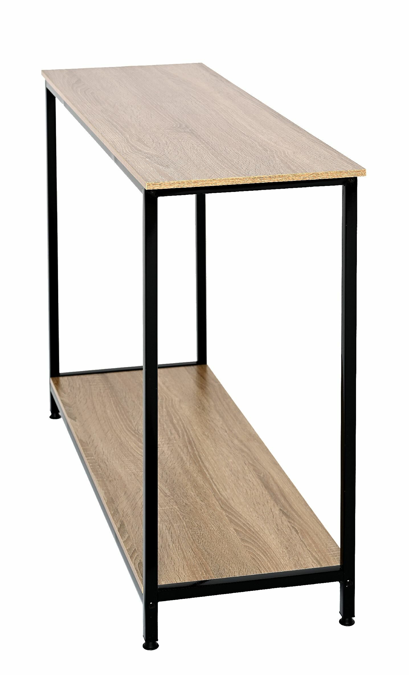 Regał industrialny loft biurowy drewniany konsola stolik 2 półki 81 cm czarny dąb
