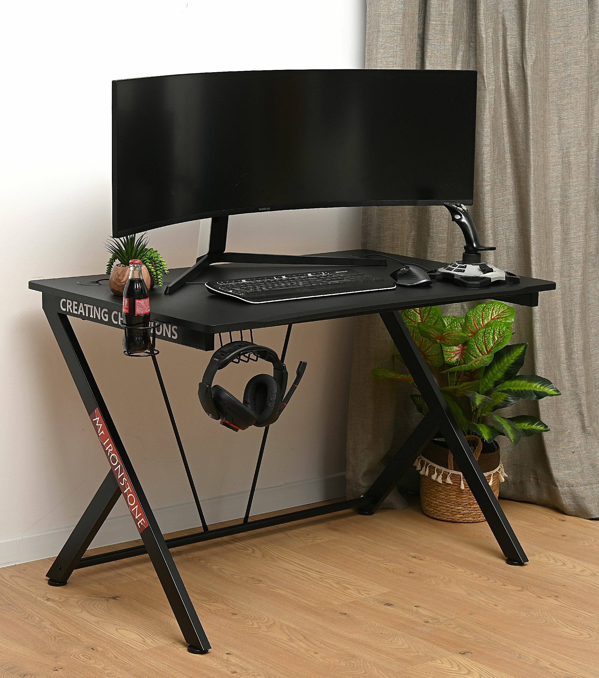 BIURKO GAMINGOWE 115X74X76CM MDF, STELAŻ METALOWY CZARNY