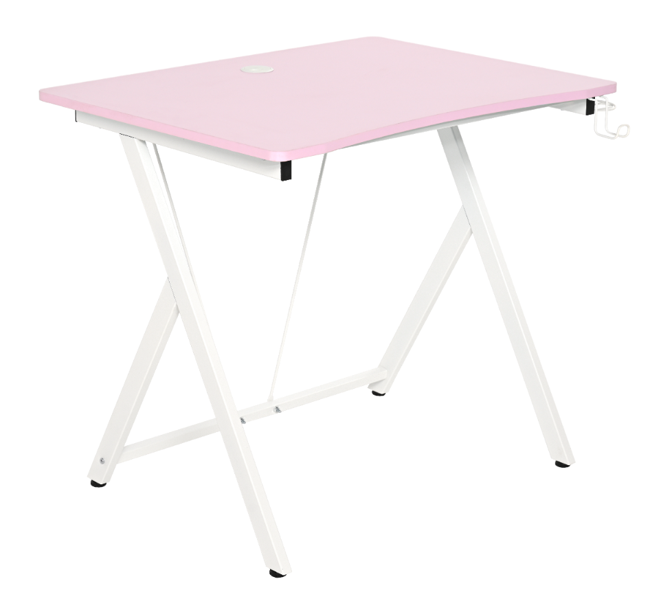 BIURKO GAMINGOWE ZIKKO 80X60X73CM MDF RÓŻOWY, STELAŻ METALOWY