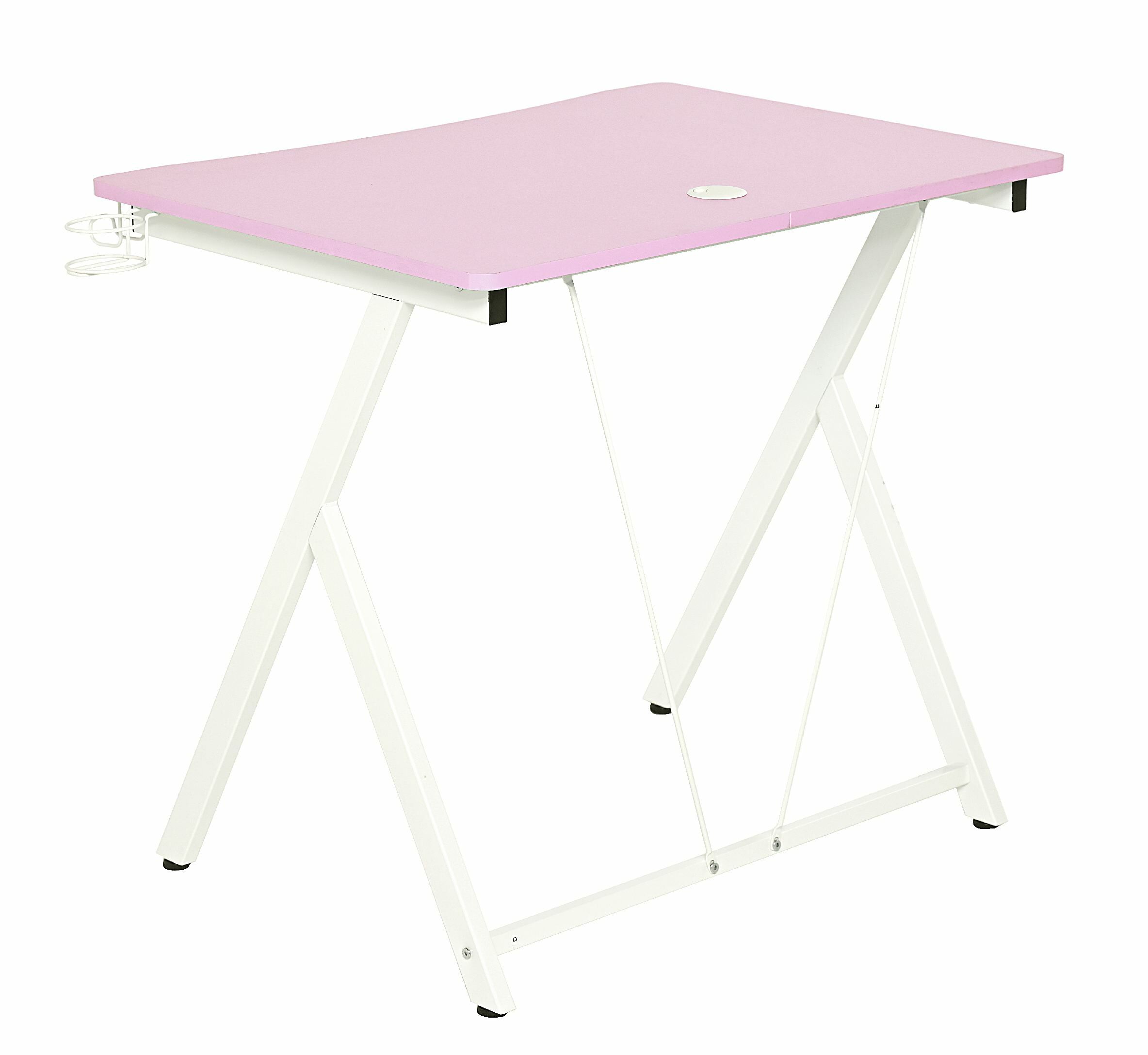 BIURKO GAMINGOWE ZIKKO 80X60X73CM MDF RÓŻOWY, STELAŻ METALOWY