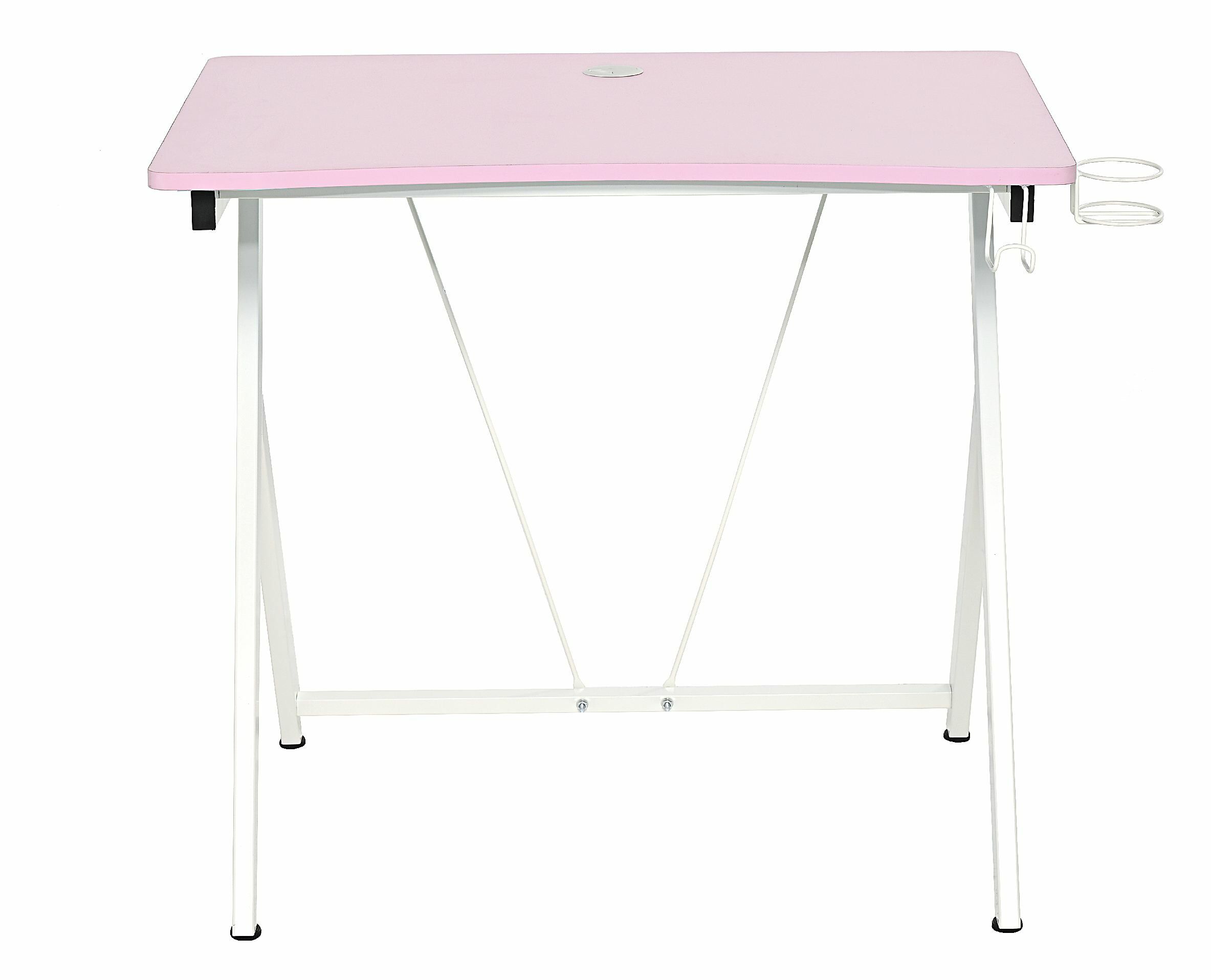 BIURKO GAMINGOWE ZIKKO 80X60X73CM MDF RÓŻOWY, STELAŻ METALOWY