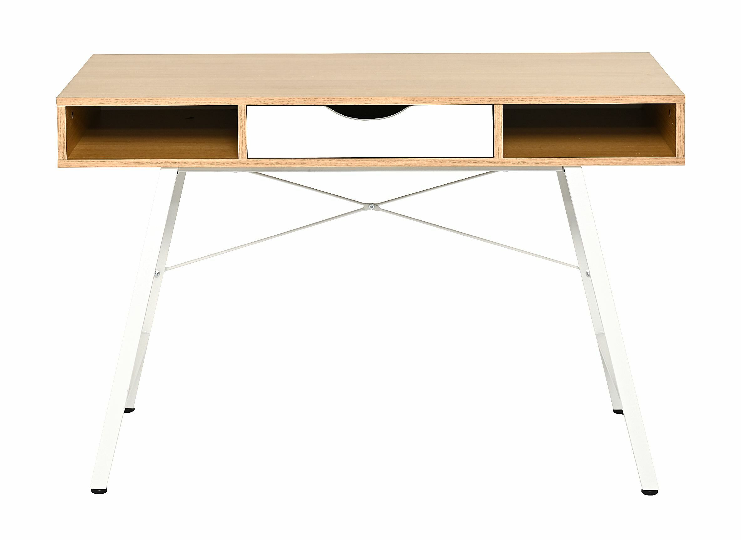 BIURKO LOMMA 110X48X75CM MDF DĄB, STELAŻ METALOWY BIAŁY