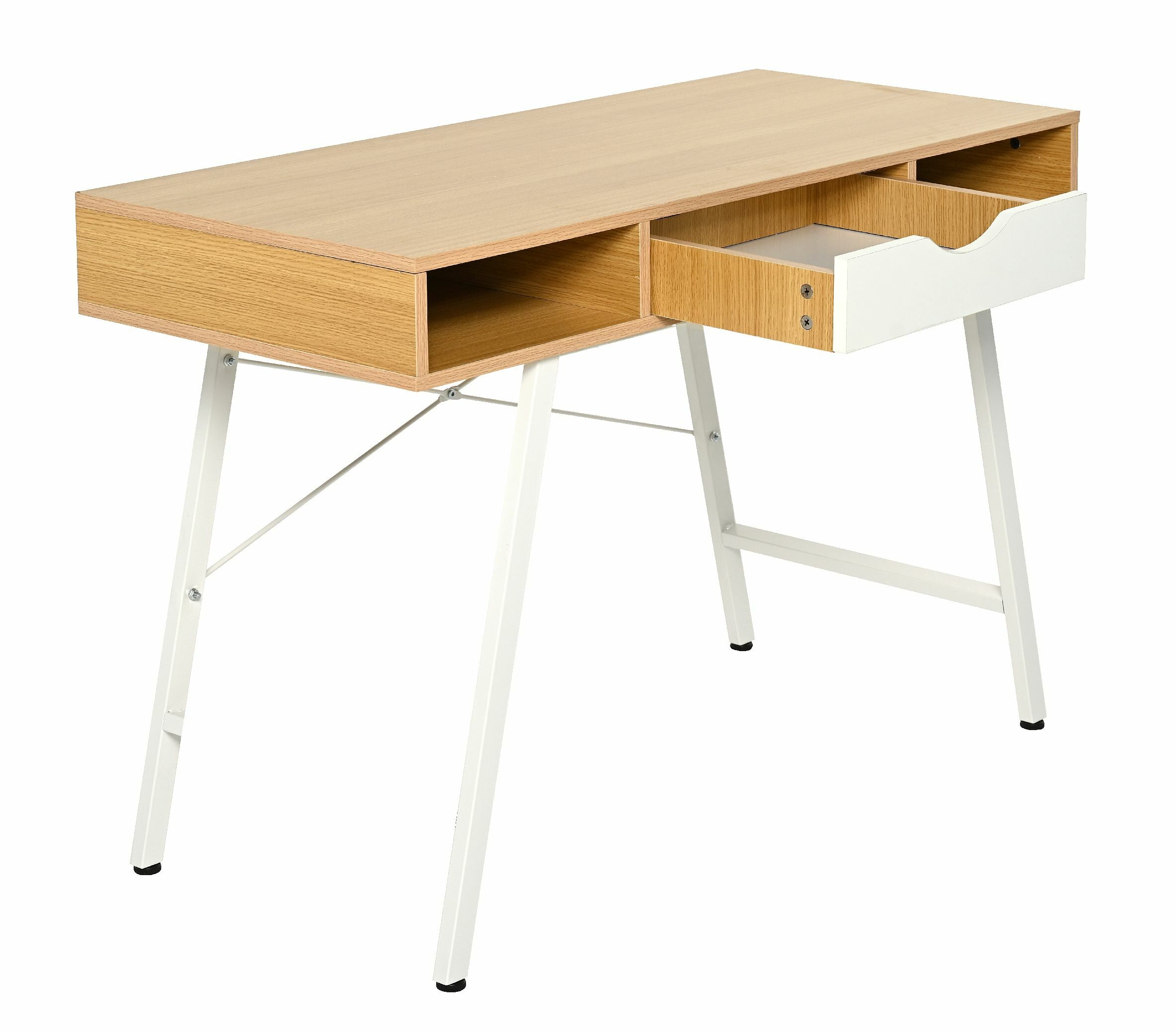 BIURKO LOMMA 110X48X75CM MDF DĄB, STELAŻ METALOWY BIAŁY