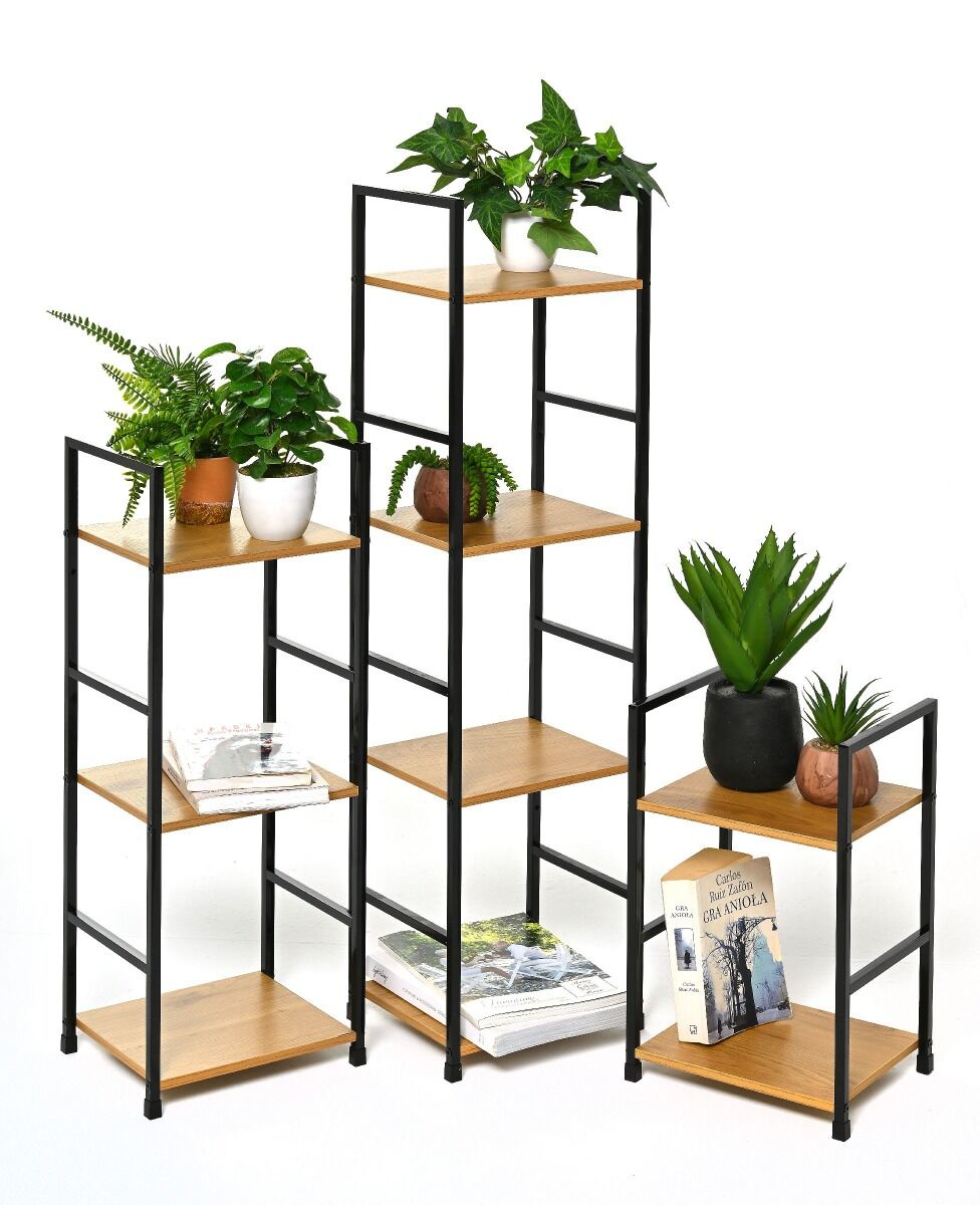 Regał szafka nocna loft melamina stelaż czarny 2 półki