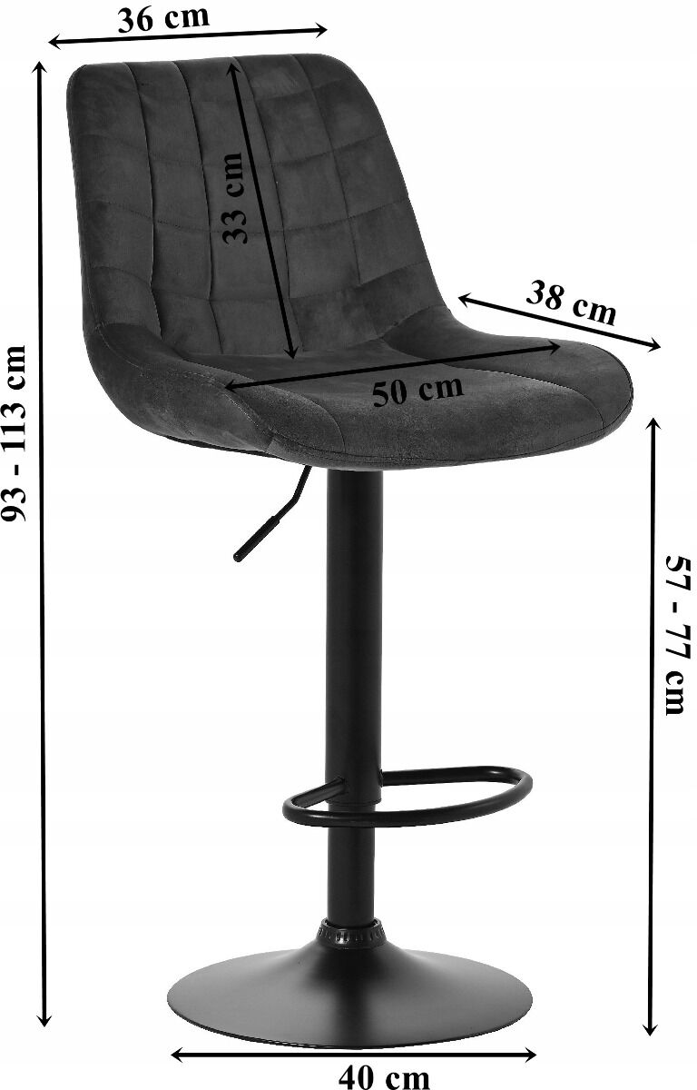 Hoker Ote czarny 93 cm tkanina