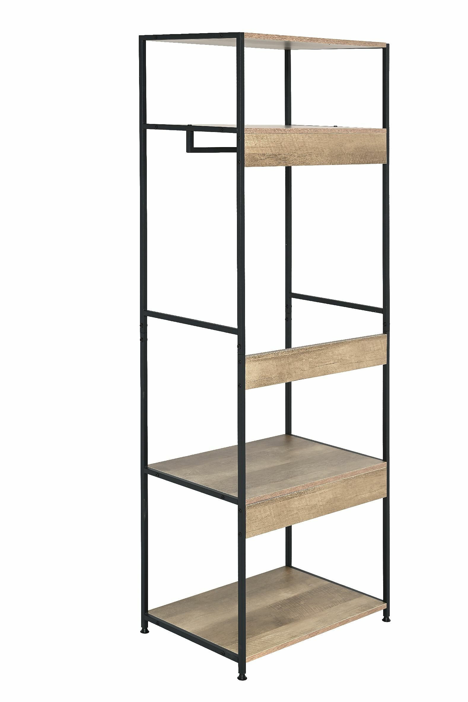 Garderoba industrialna loft biuro salon regał z półkami drążkiem 175 cm czarny dąb OTE