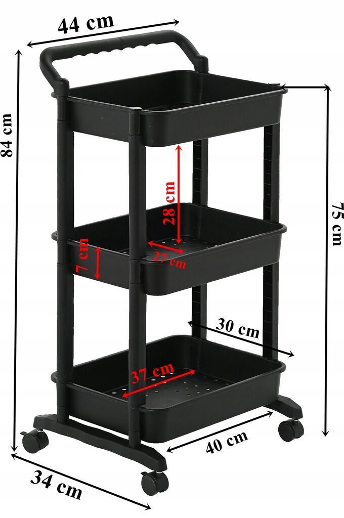 Wózek kuchenny regał łazienkowy pomocniczy na kółkach plastik 3 półki