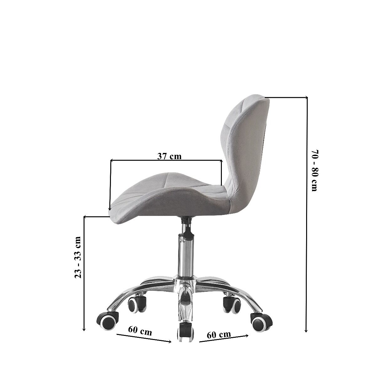 Fotel krzesło obrotowy welur szary podstawa chrom