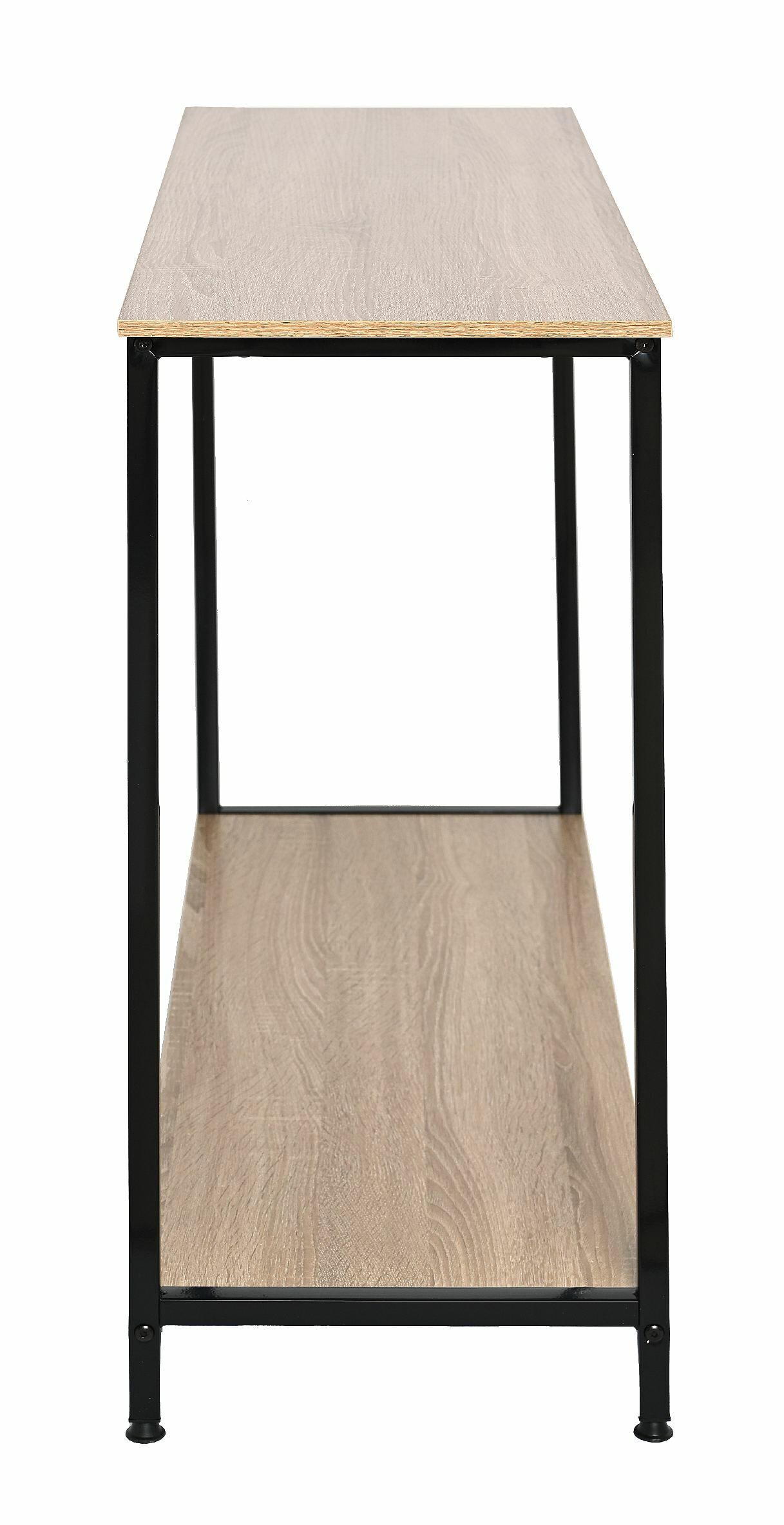 Regał industrialny loft biurowy drewniany konsola stolik 2 półki 81 cm czarny dąb