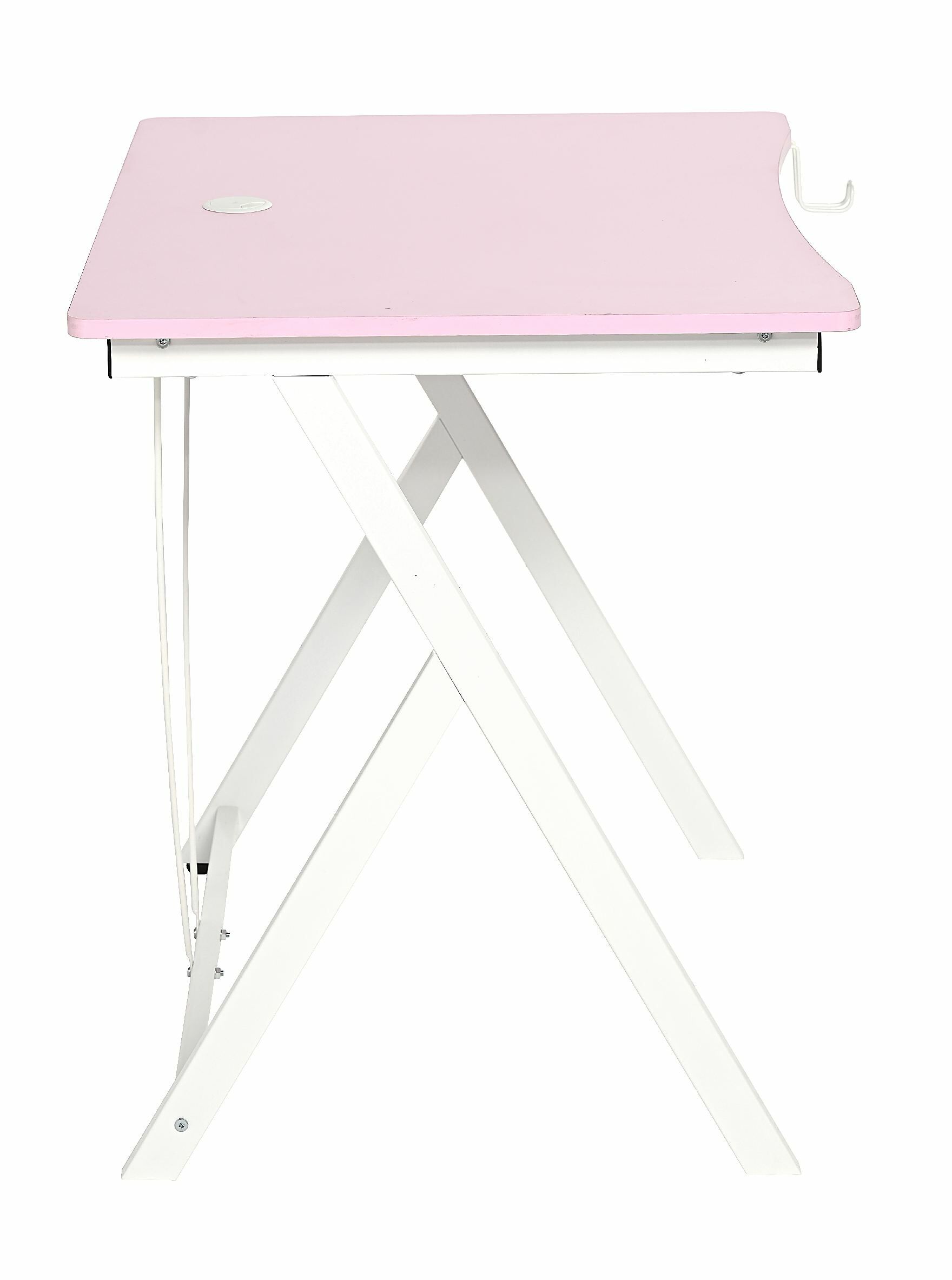 BIURKO GAMINGOWE ZIKKO 80X60X73CM MDF RÓŻOWY, STELAŻ METALOWY