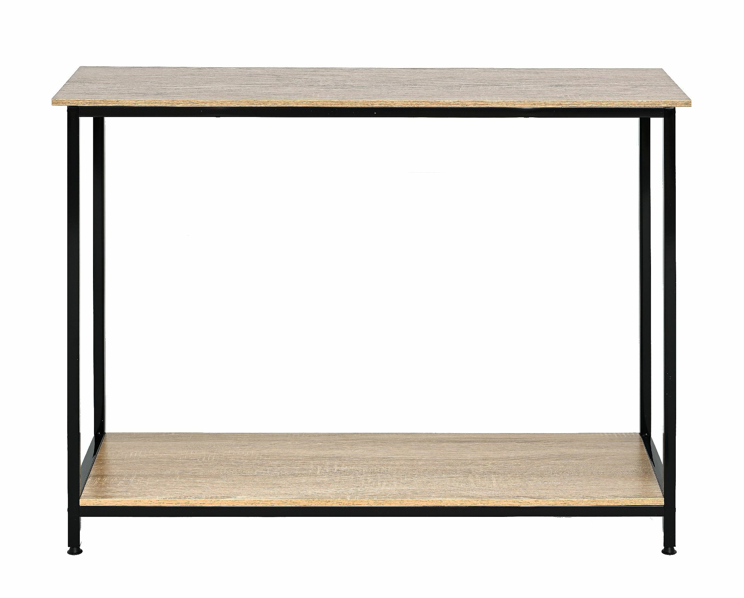 Regał industrialny loft biurowy drewniany konsola stolik 2 półki 81 cm czarny dąb