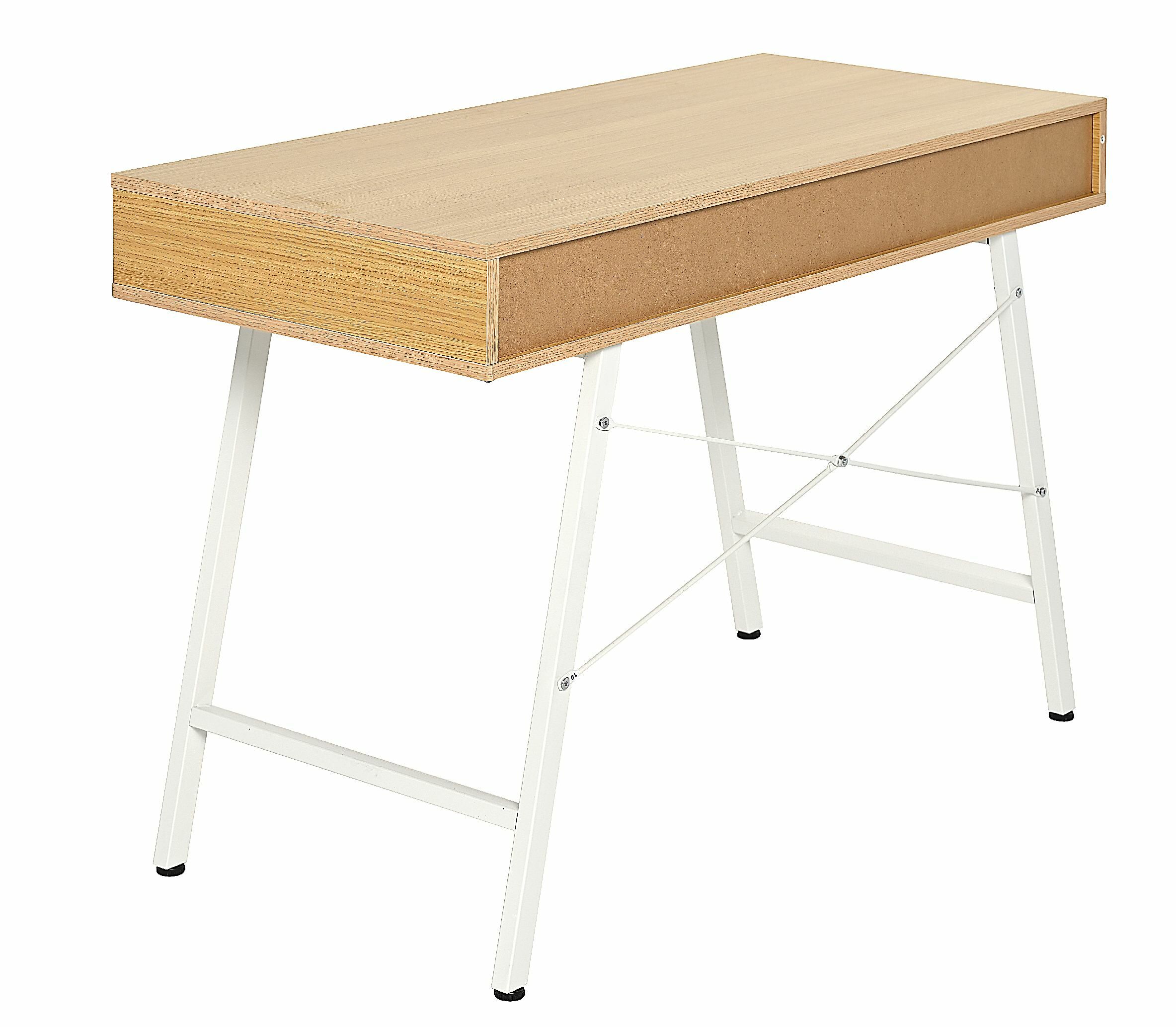 BIURKO LOMMA 110X48X75CM MDF DĄB, STELAŻ METALOWY BIAŁY