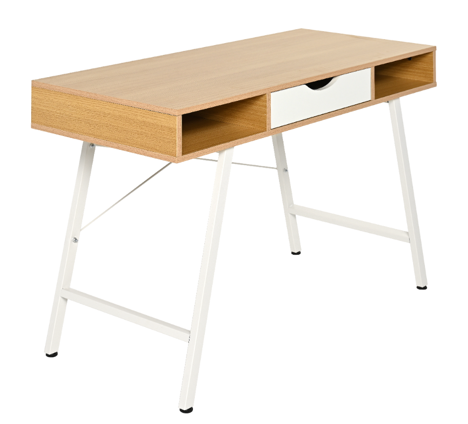 BIURKO LOMMA 110X48X75CM MDF DĄB, STELAŻ METALOWY BIAŁY