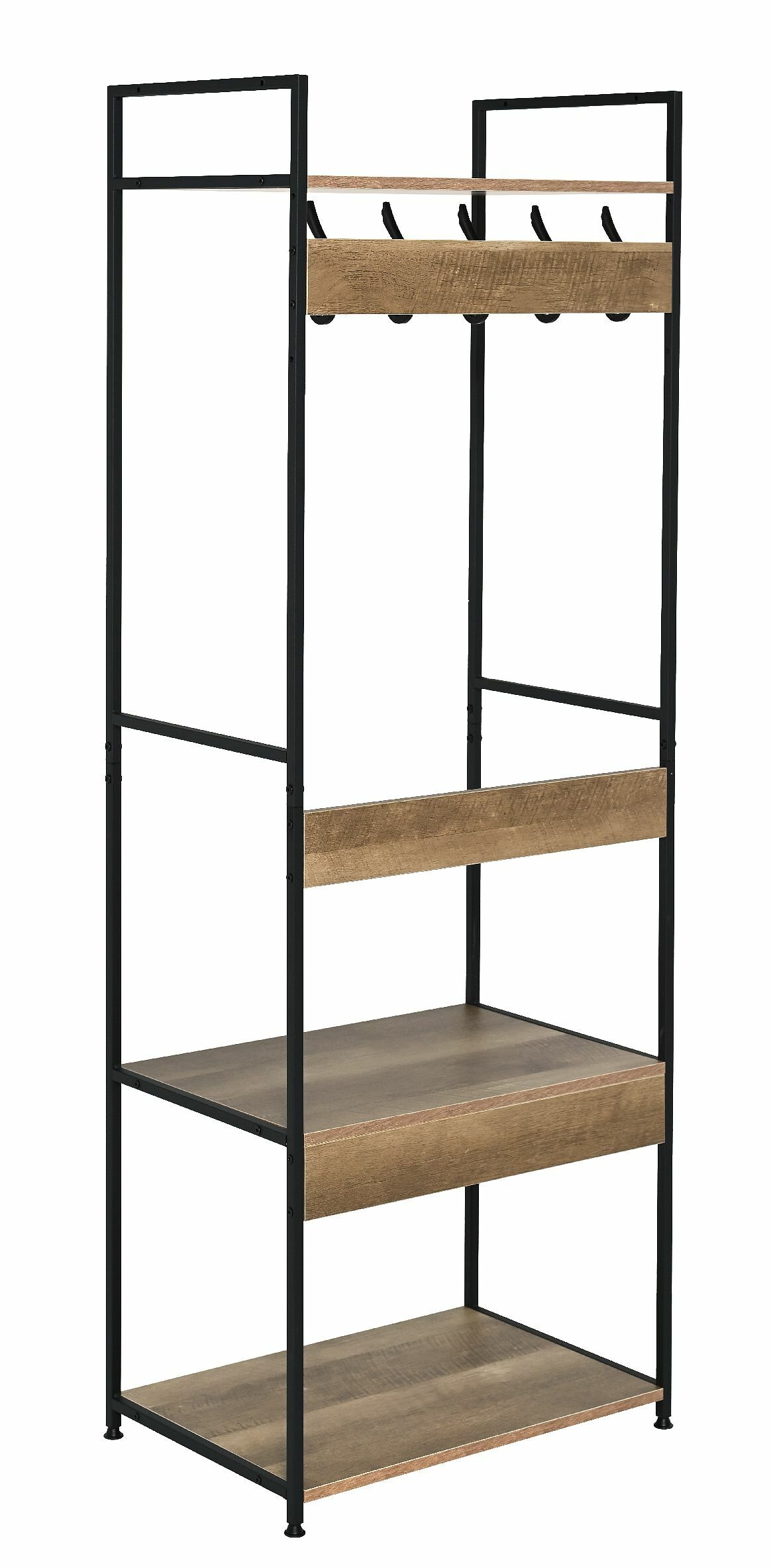 Wieszak garderoba z półkami i haczykami loft industrialny biuro przedpokój 175 cm czarny dąb OTE