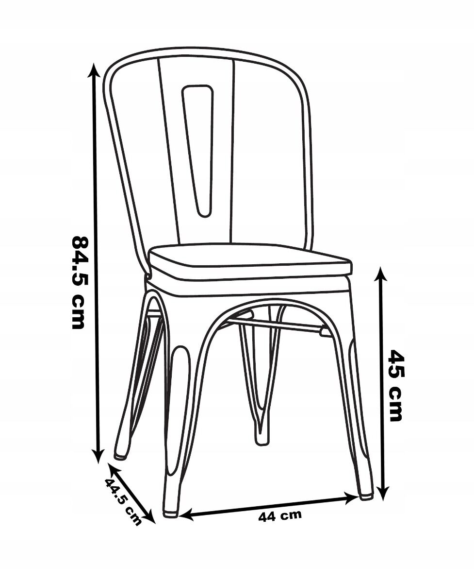 Krzesło Altea 46x52x124cm, siedzisko metalowe nogi metalowe, czarne