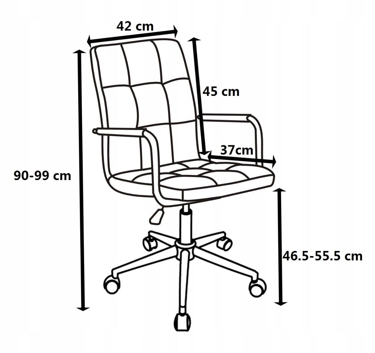 Fotel biurowy-obrotowy Ksawery 45x54x87/97cm siedzisko białe