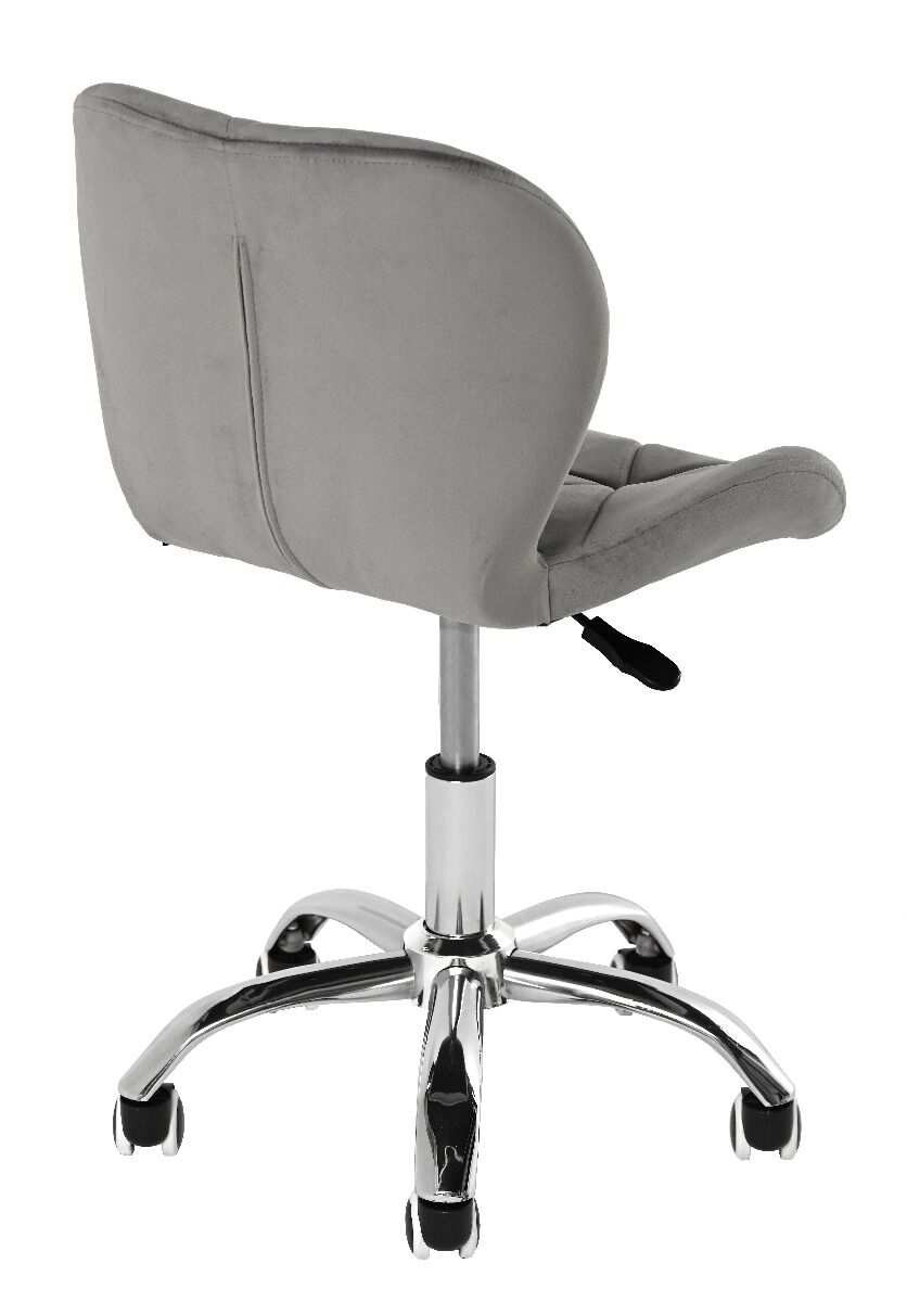 Fotel krzesło obrotowy welur szary podstawa chrom