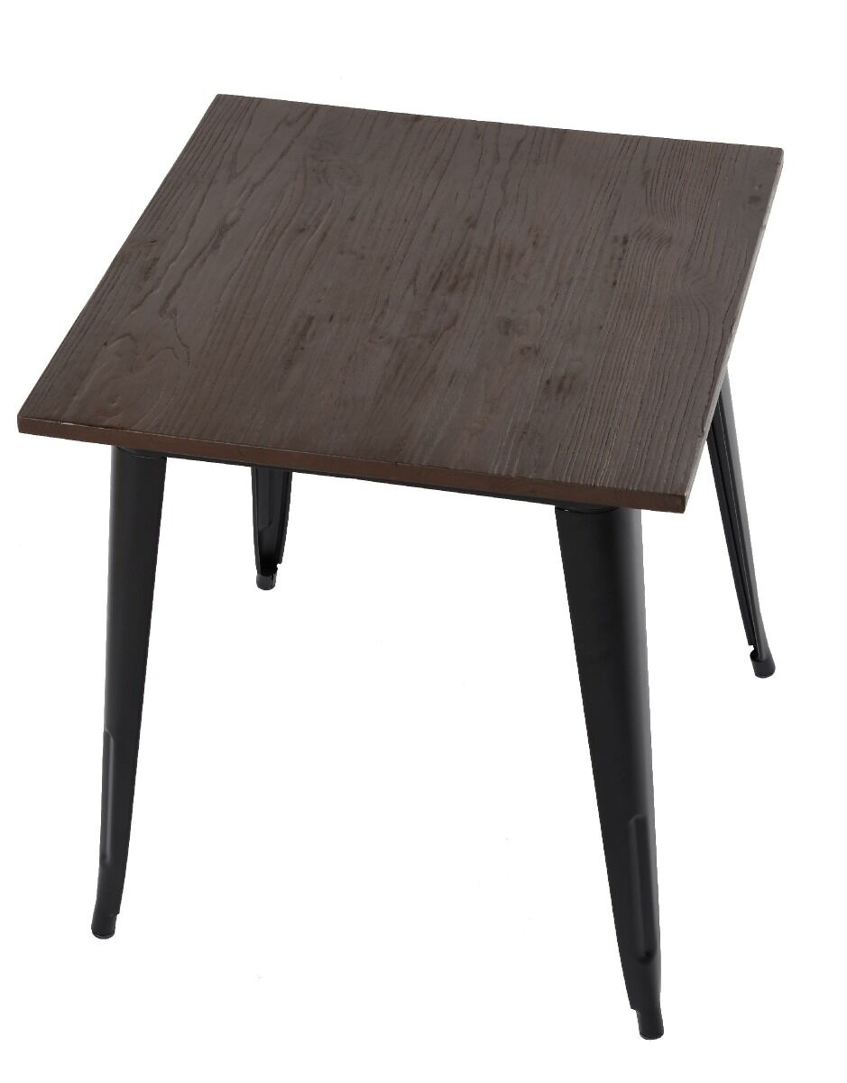 Stół altea loft metal + blat drewno  wym 70x70x5,czarny mat