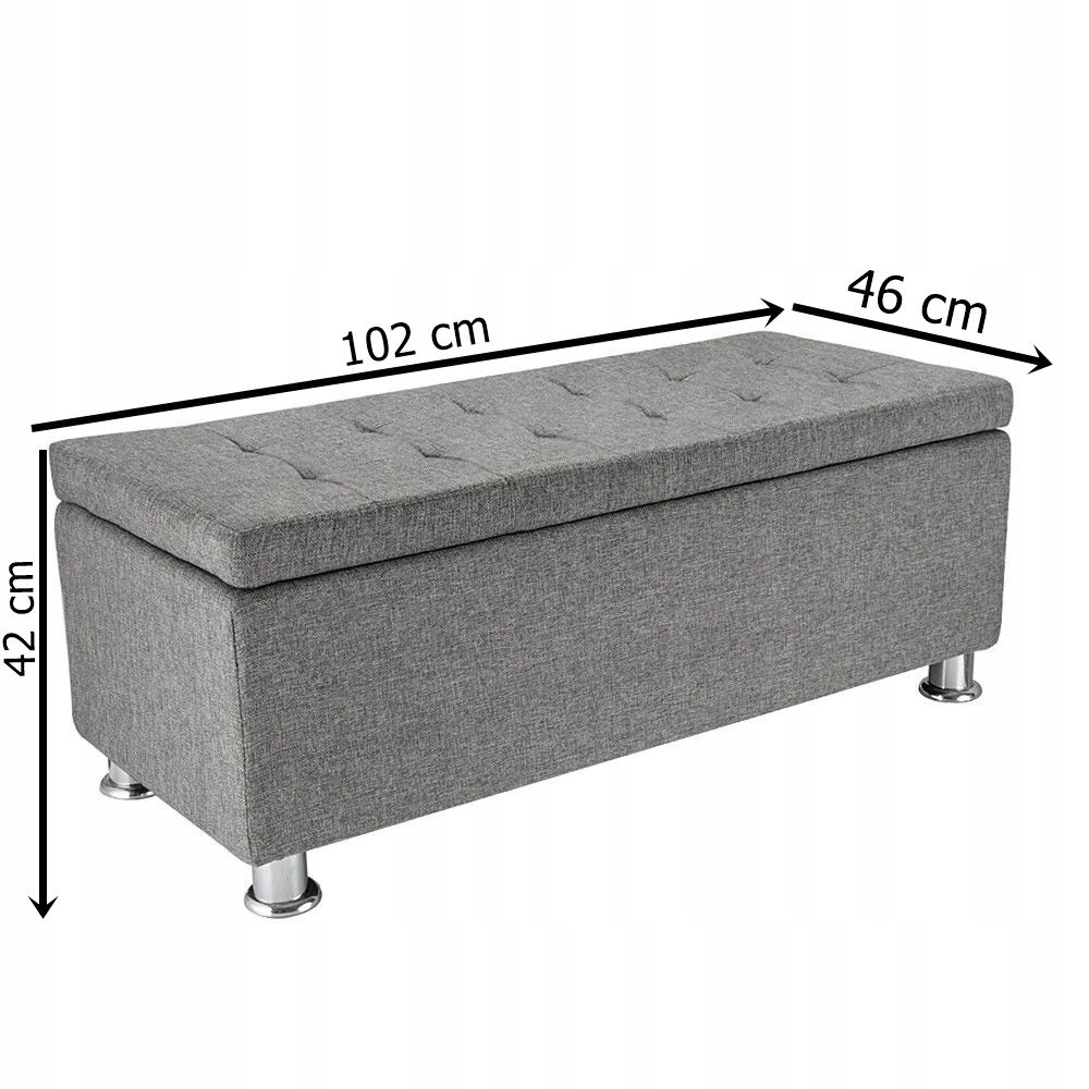 Pufa tapicerowana 102 x 46 x 42 cm szara