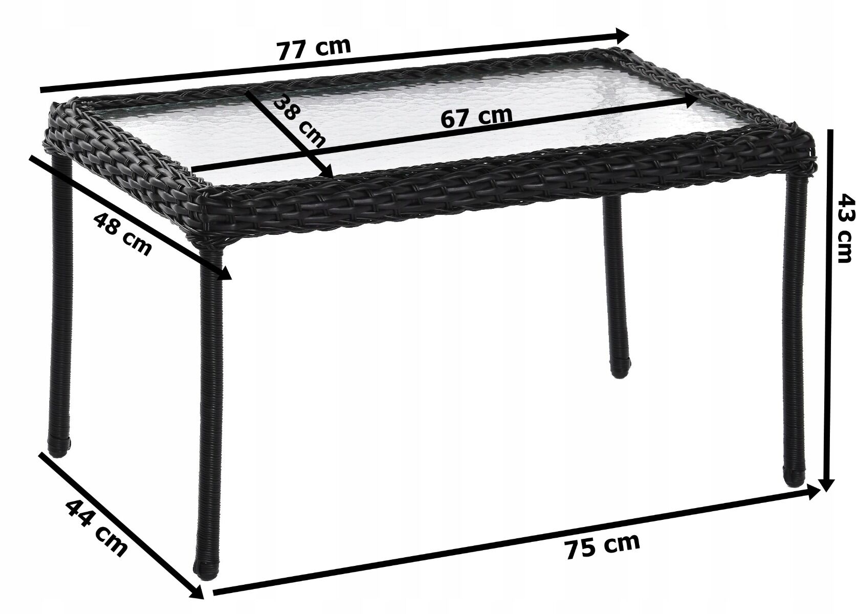 Zestaw wypoczynkowy stolik sofa 2 fotele czarny