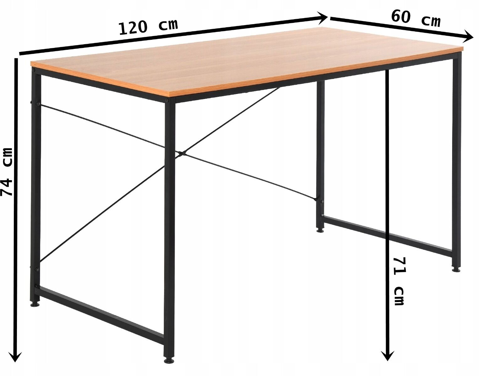 Biurko nowoczesne loft buk 120x60x74 cm