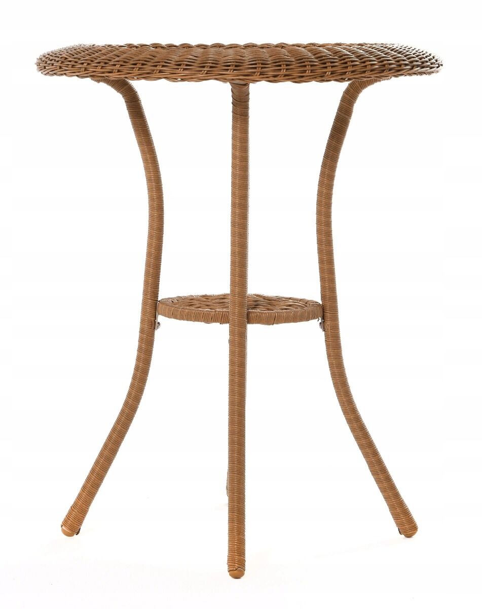 Stolik balkonowy rattan szklany śr. 60 cm boho