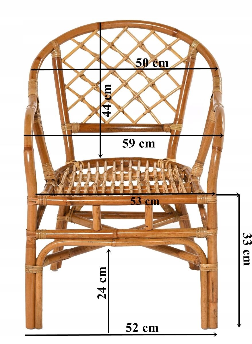 Zestaw ogrodowy balkonowy stolik + 2 fotele rattan naturalny poduszka szara