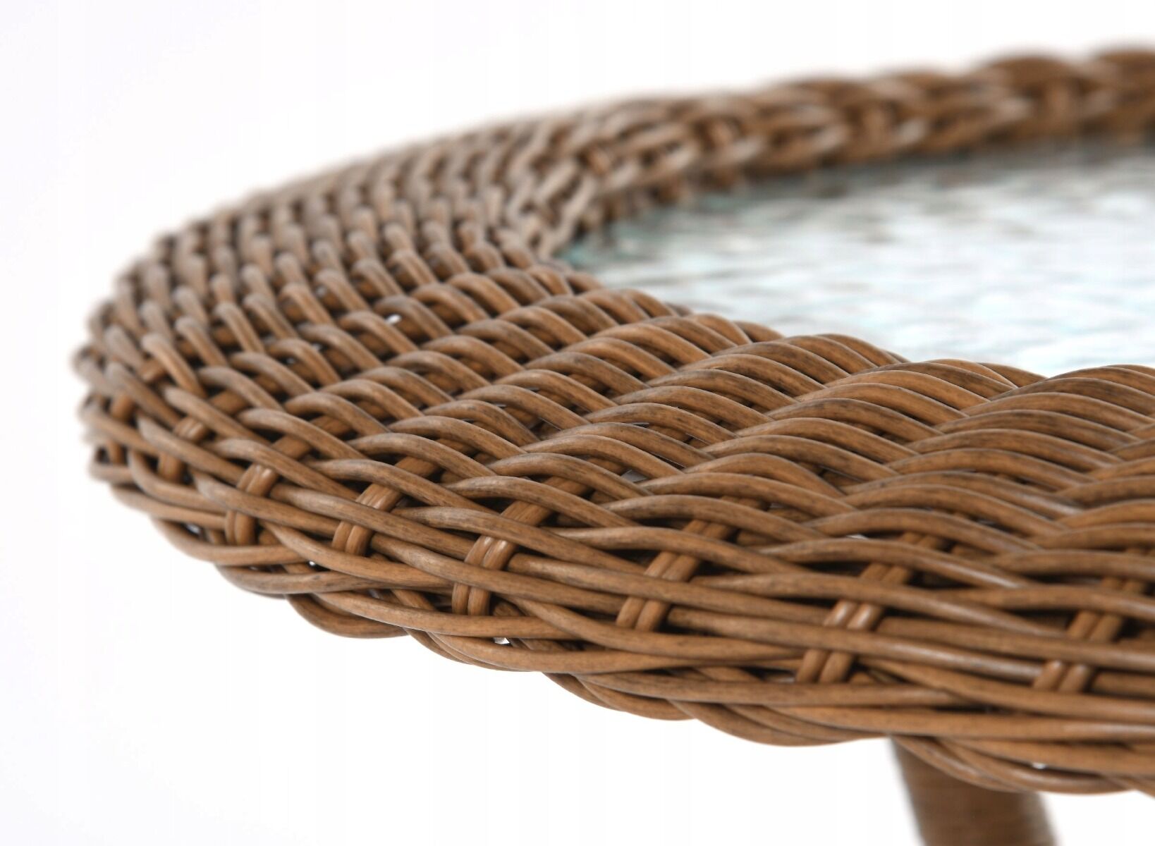 Stolik balkonowy rattan szklany śr. 60 cm boho