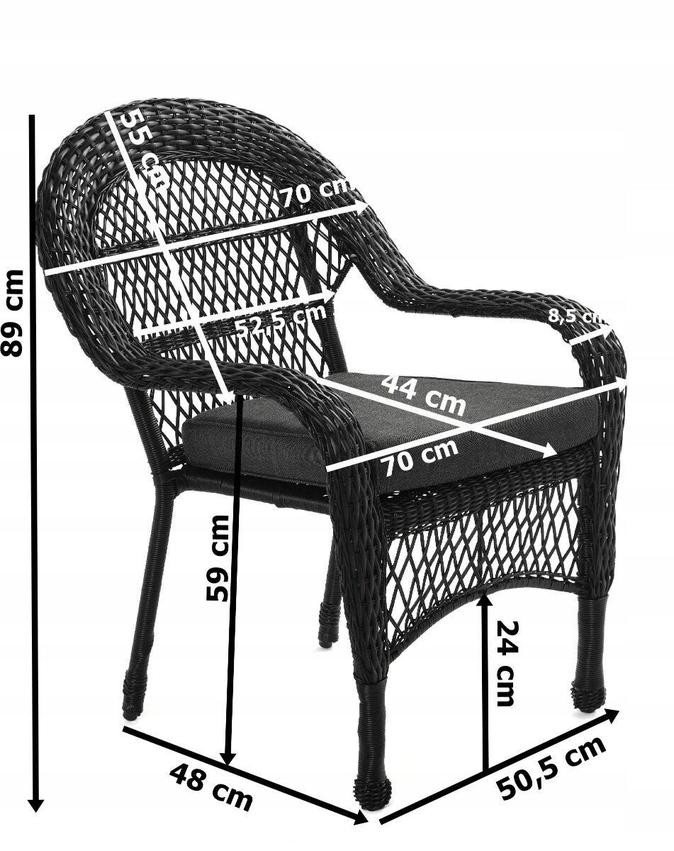 Zestaw wypoczynkowy stolik sofa 2 fotele czarny