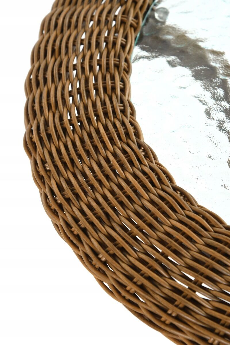 Stolik balkonowy rattan szklany śr. 60 cm boho