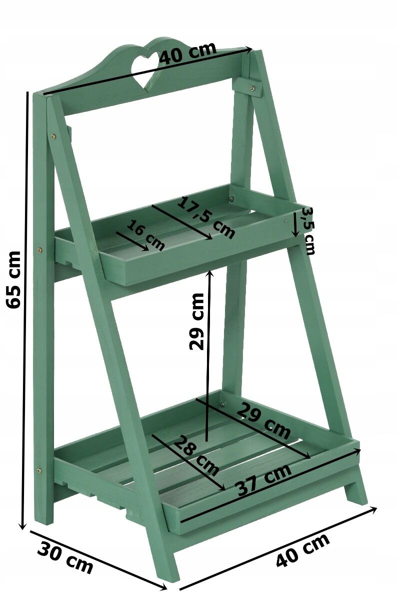 Stojak na kwiaty regał składany drabinka zielona