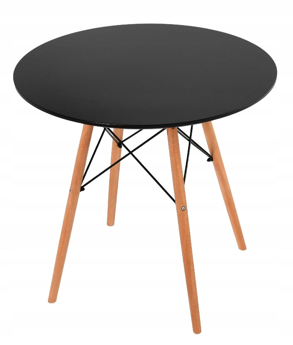 Zestaw jadalniany 4 krzesła czarne plus stół okrągły 80 cm czarny