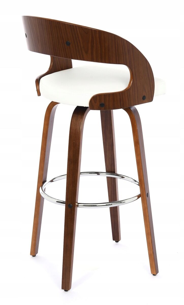Stołek barowy TAURUS biały, drewno, PU, 105 cm, loft, kuchnia