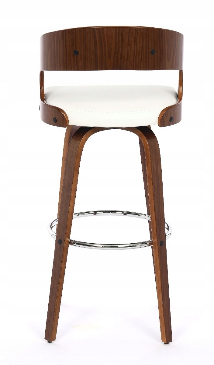 Stołek barowy TAURUS biały, drewno, PU, 105 cm, loft, kuchnia