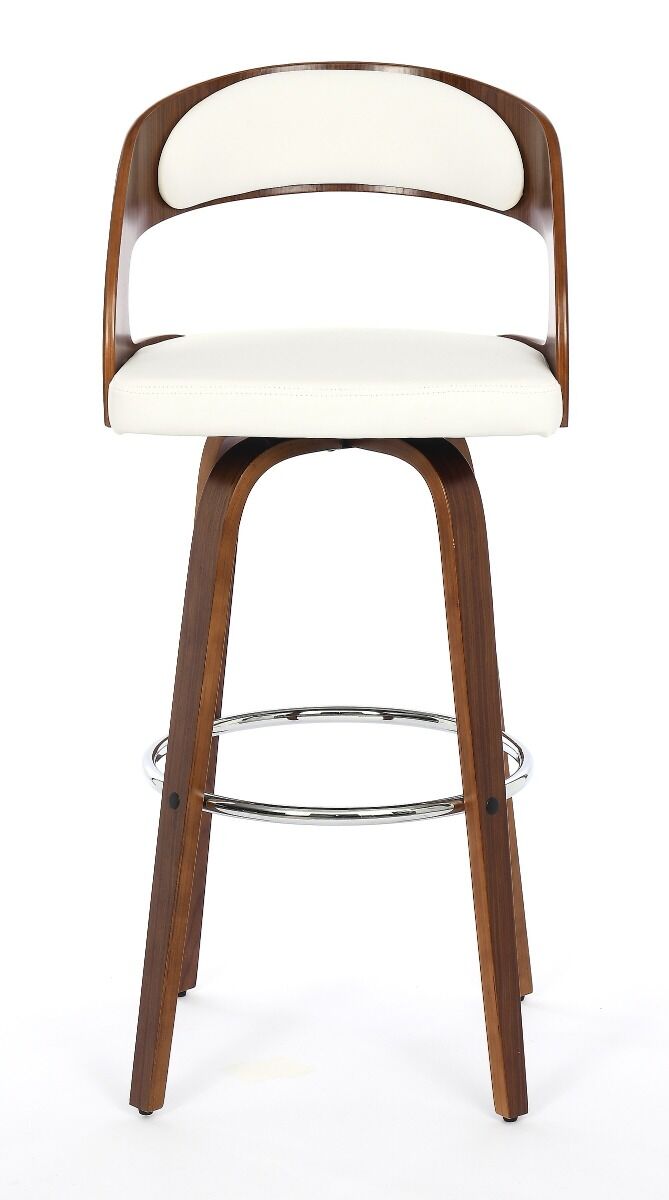 Stołek barowy TAURUS biały, drewno, PU, 105 cm, loft, kuchnia