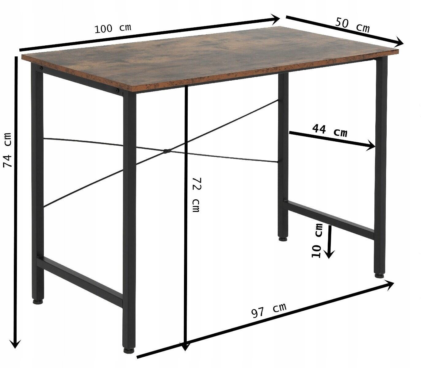 Biurko nowoczesne loft orzech 100x50x74 cm