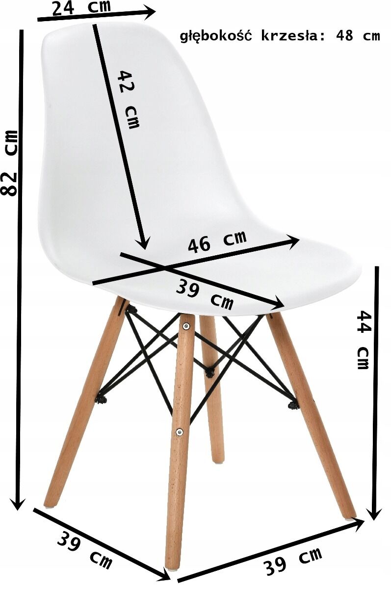 Zestaw jadalniany 4 krzesła białe plus stół okrągły 80 cm czarny