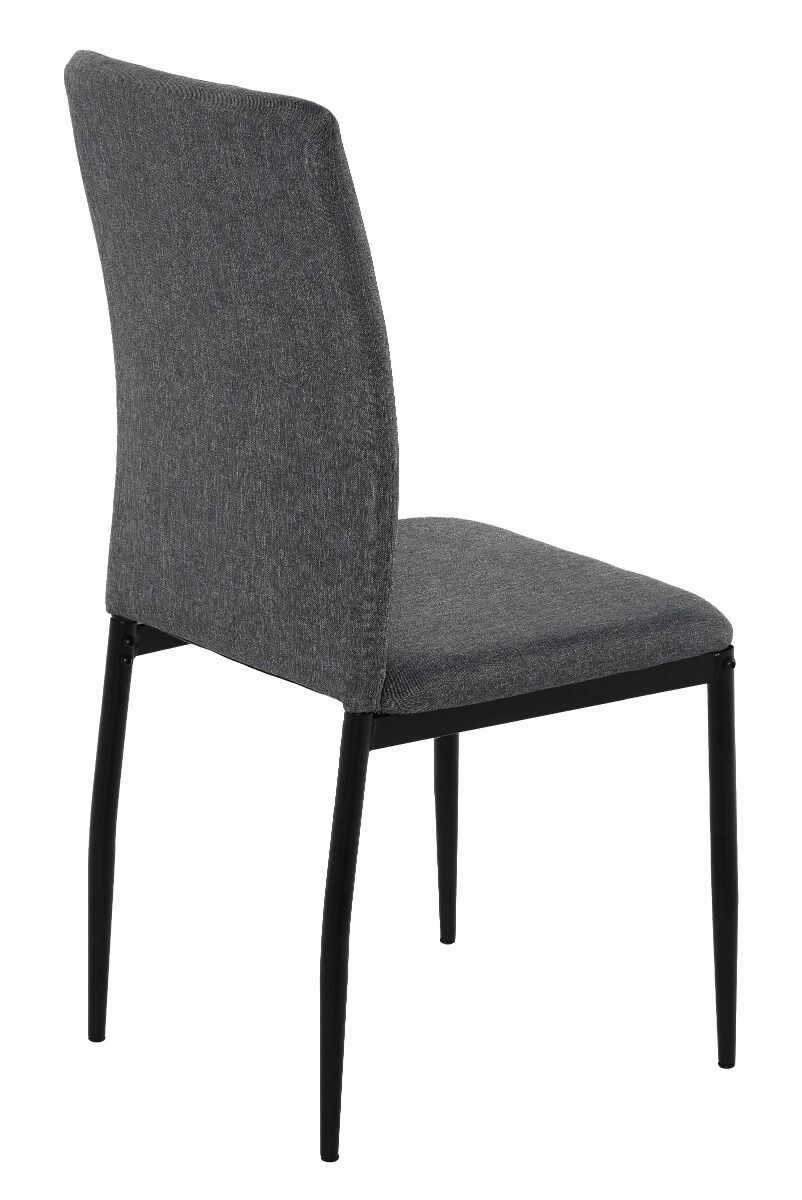 Zestaw jadalniany 4 krzesła szare plus stół okrągły 80 cm czarny
